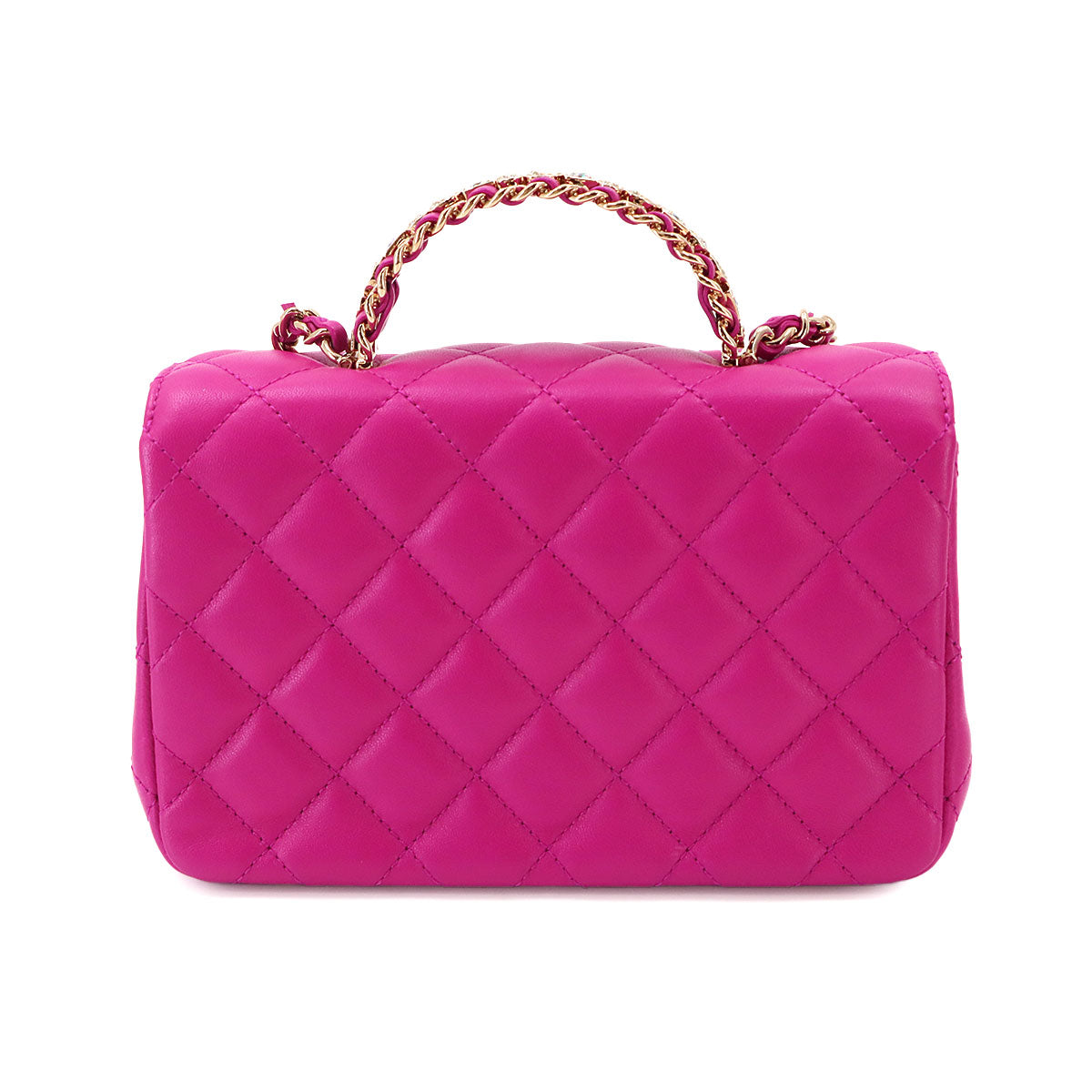 Matelasse Top Handle Mini Flap Hand Chain Shoulder Bag Pink