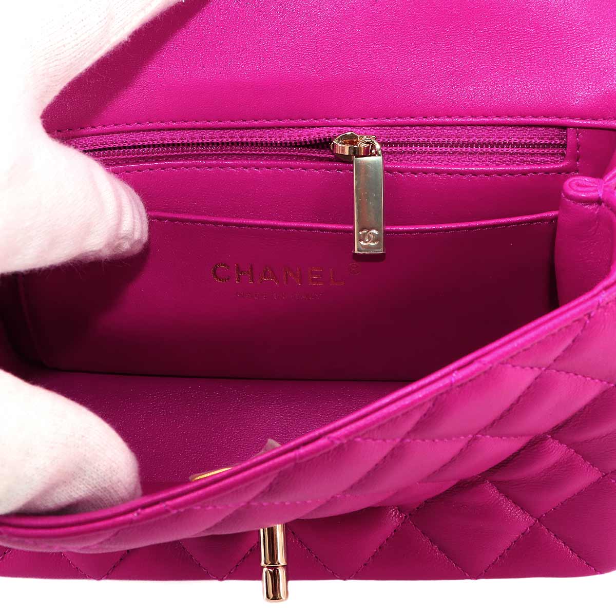 Matelasse Top Handle Mini Flap Hand Chain Shoulder Bag Pink