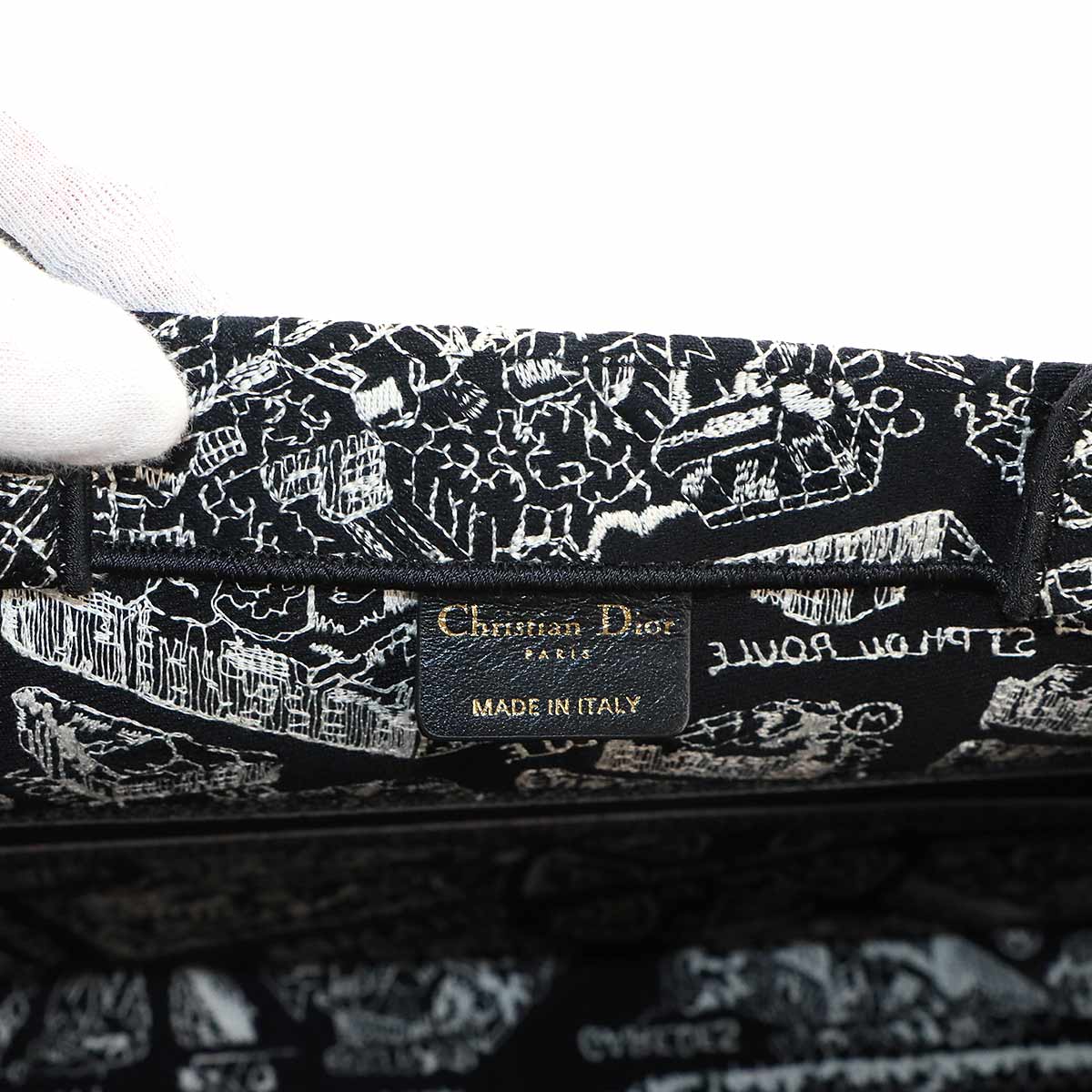 Plan de Paris Book Tote Bag Medium Canvas Black White