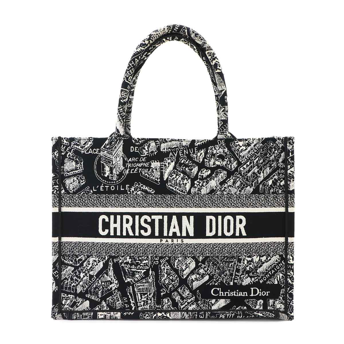 Plan de Paris Book Tote Bag Medium Canvas Black White