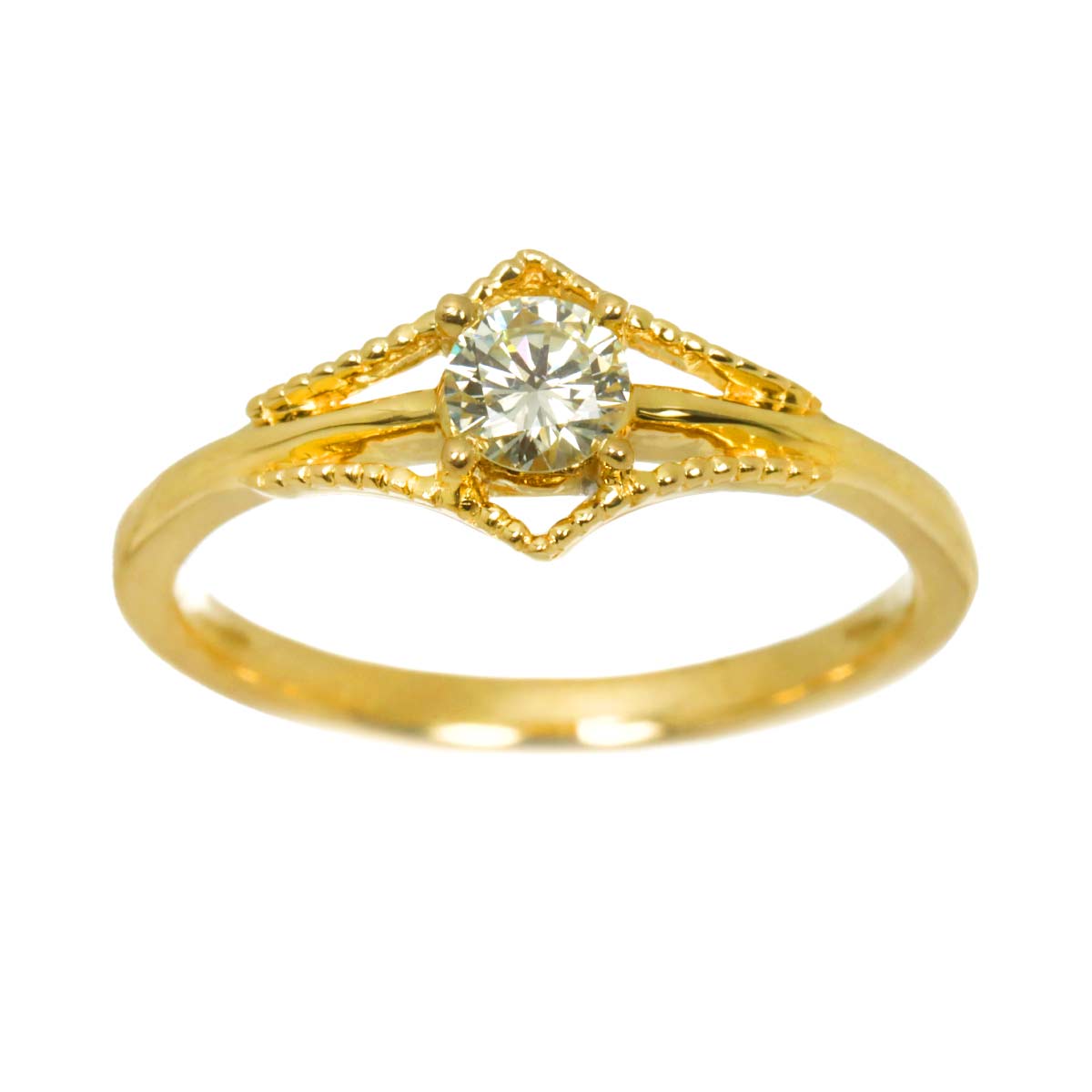 Diamond 0.25ct Ring 18K YG Yellow Gold 750 6(US)