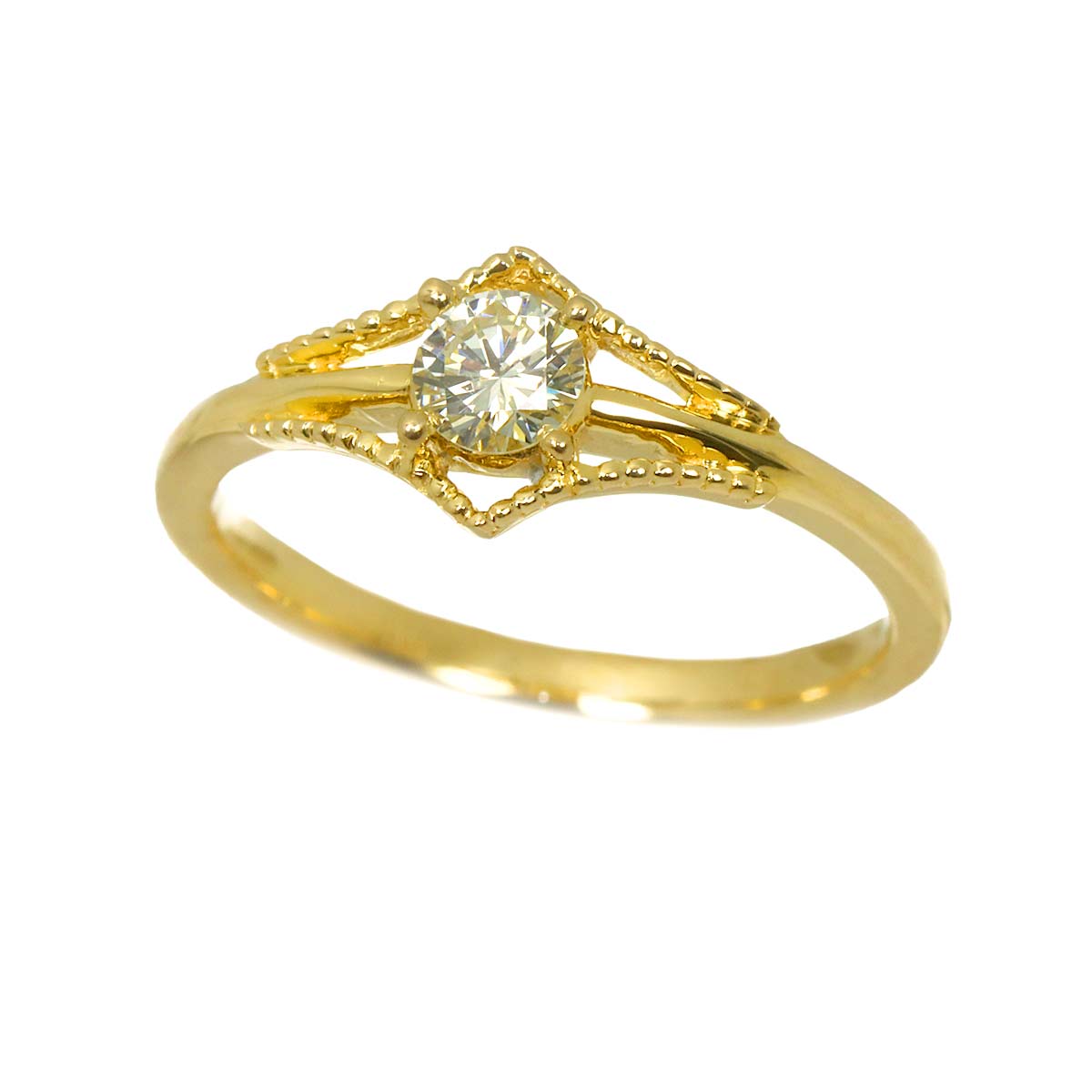 Diamond 0.25ct Ring 18K YG Yellow Gold 750 6(US)