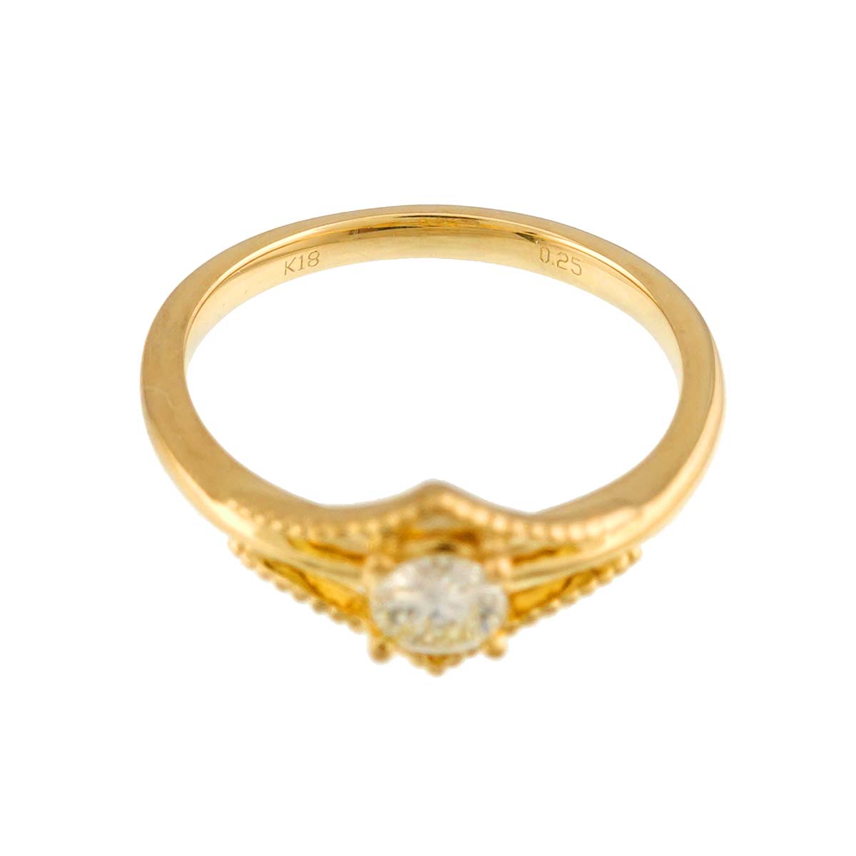Diamond 0.25ct Ring 18K YG Yellow Gold 750 6(US)