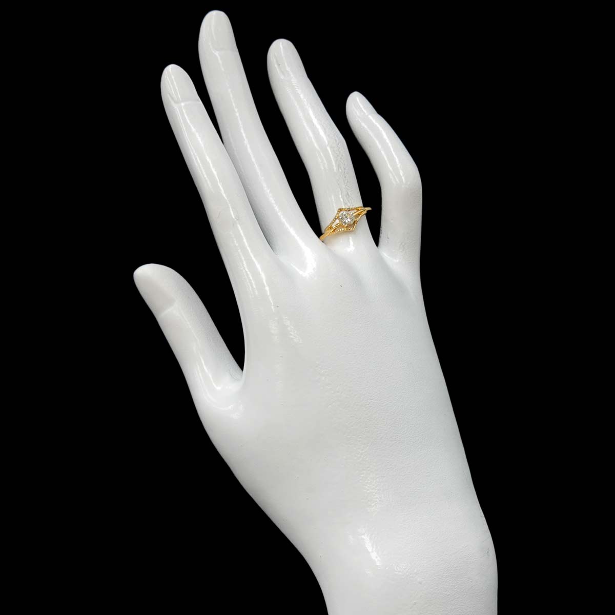 Diamond 0.25ct Ring 18K YG Yellow Gold 750 6(US)