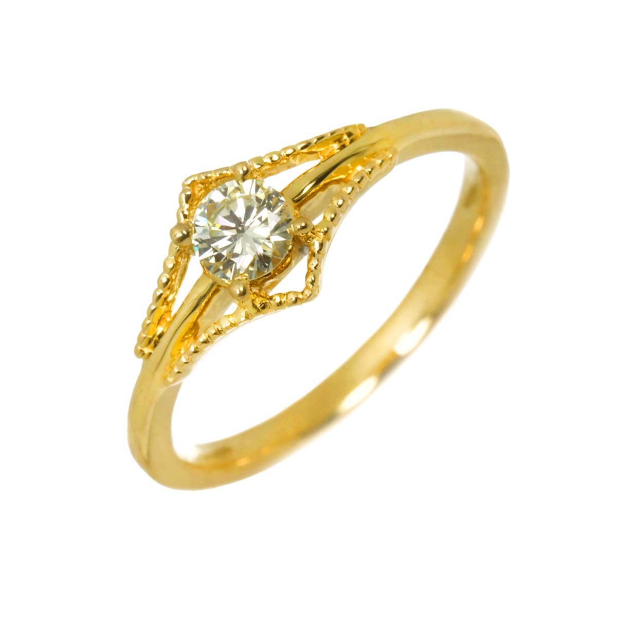 Diamond 0.25ct Ring 18K YG Yellow Gold 750 6(US)