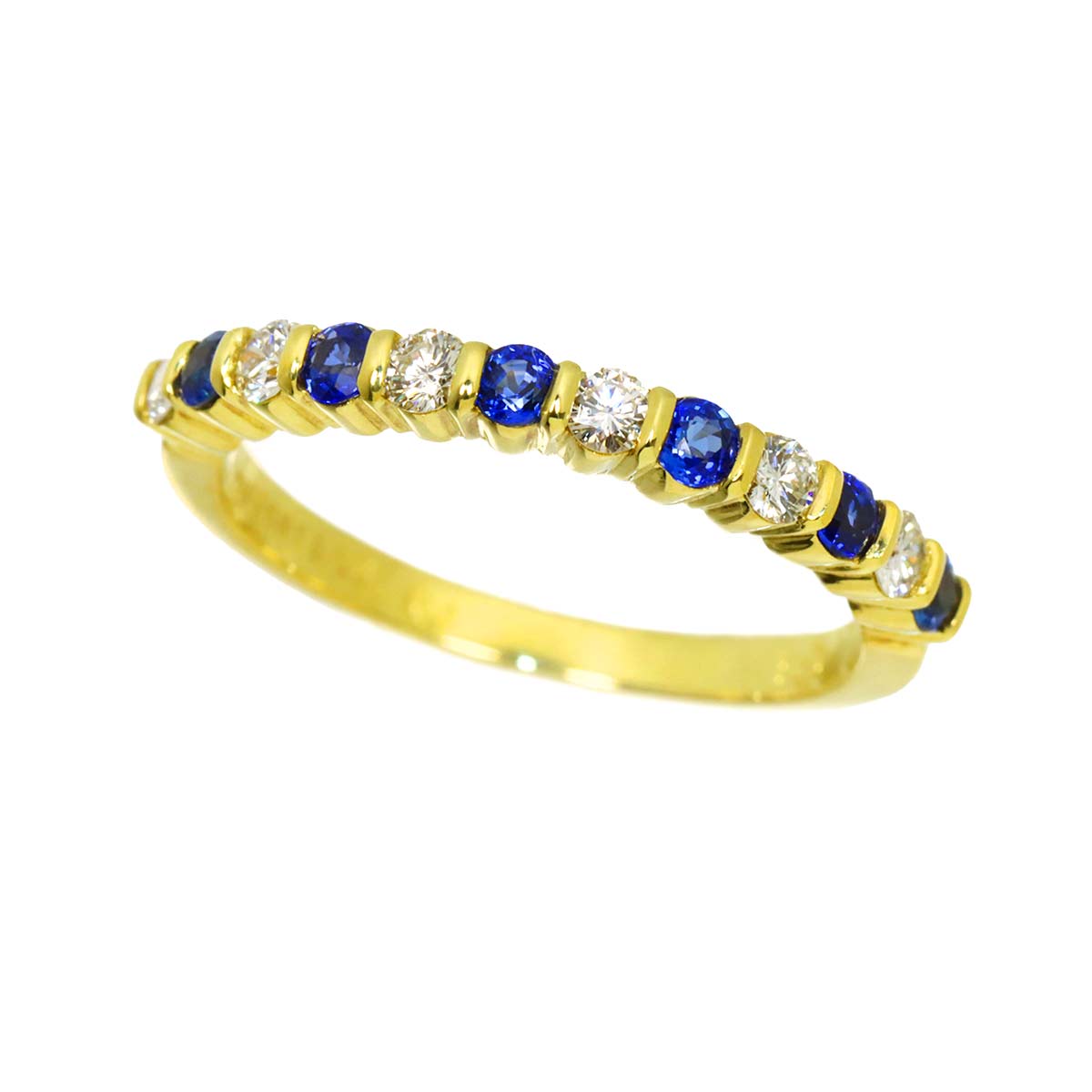 Sapphire Diamond Ring 18K YG 750 size6(US)