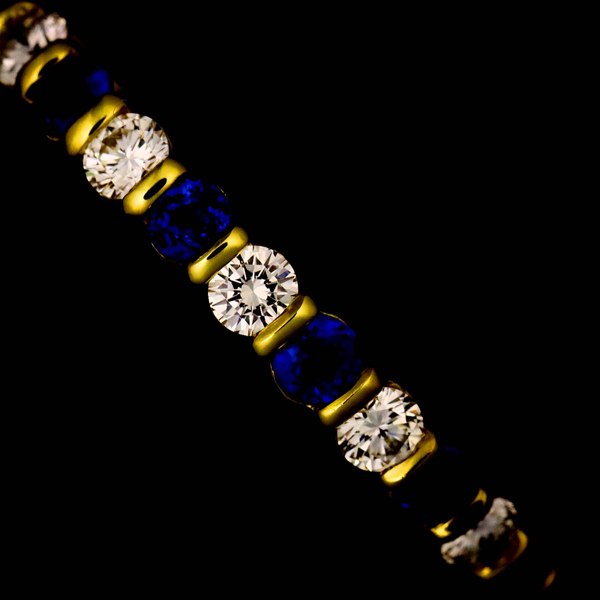 Sapphire Diamond Ring 18K YG 750 size6(US)