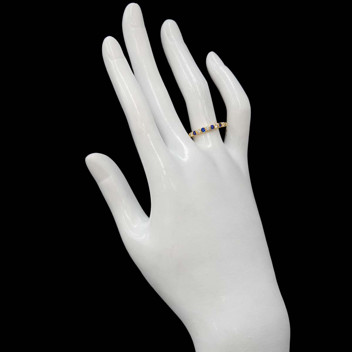 Sapphire Diamond Ring 18K YG 750 size6(US)
