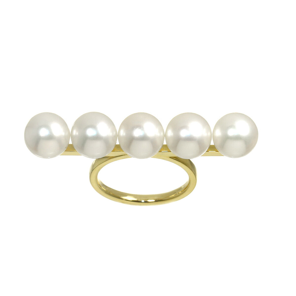 Balance signature Akoya Pearl Ring 18K YG 750 size6(US)
