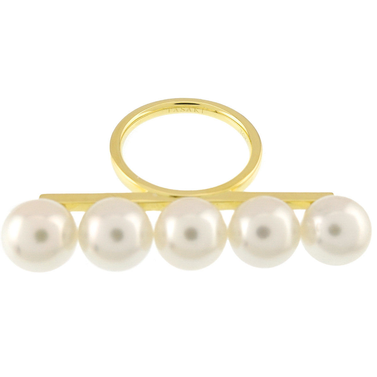 Balance signature Akoya Pearl Ring 18K YG 750 size6(US)