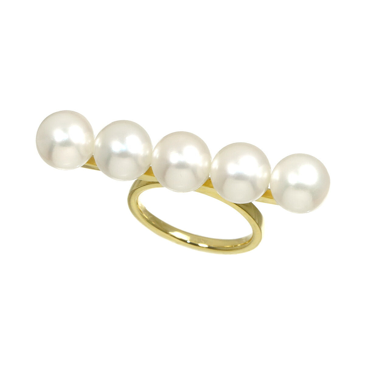 Balance signature Akoya Pearl Ring 18K YG 750 size6(US)