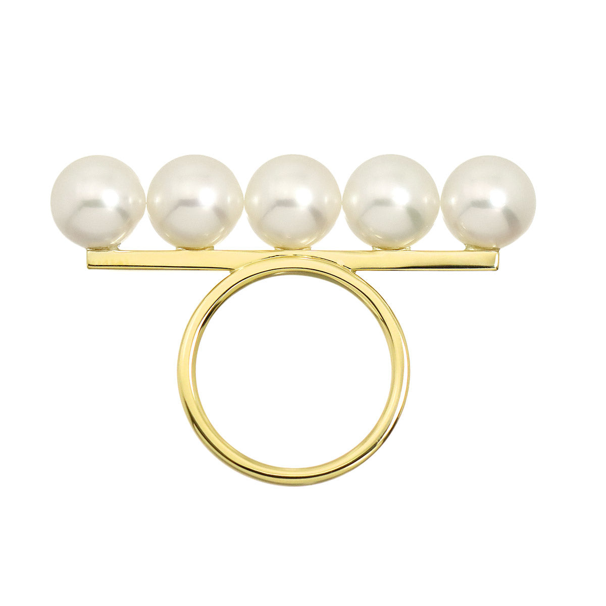 Balance signature Akoya Pearl Ring 18K YG 750 size6(US)