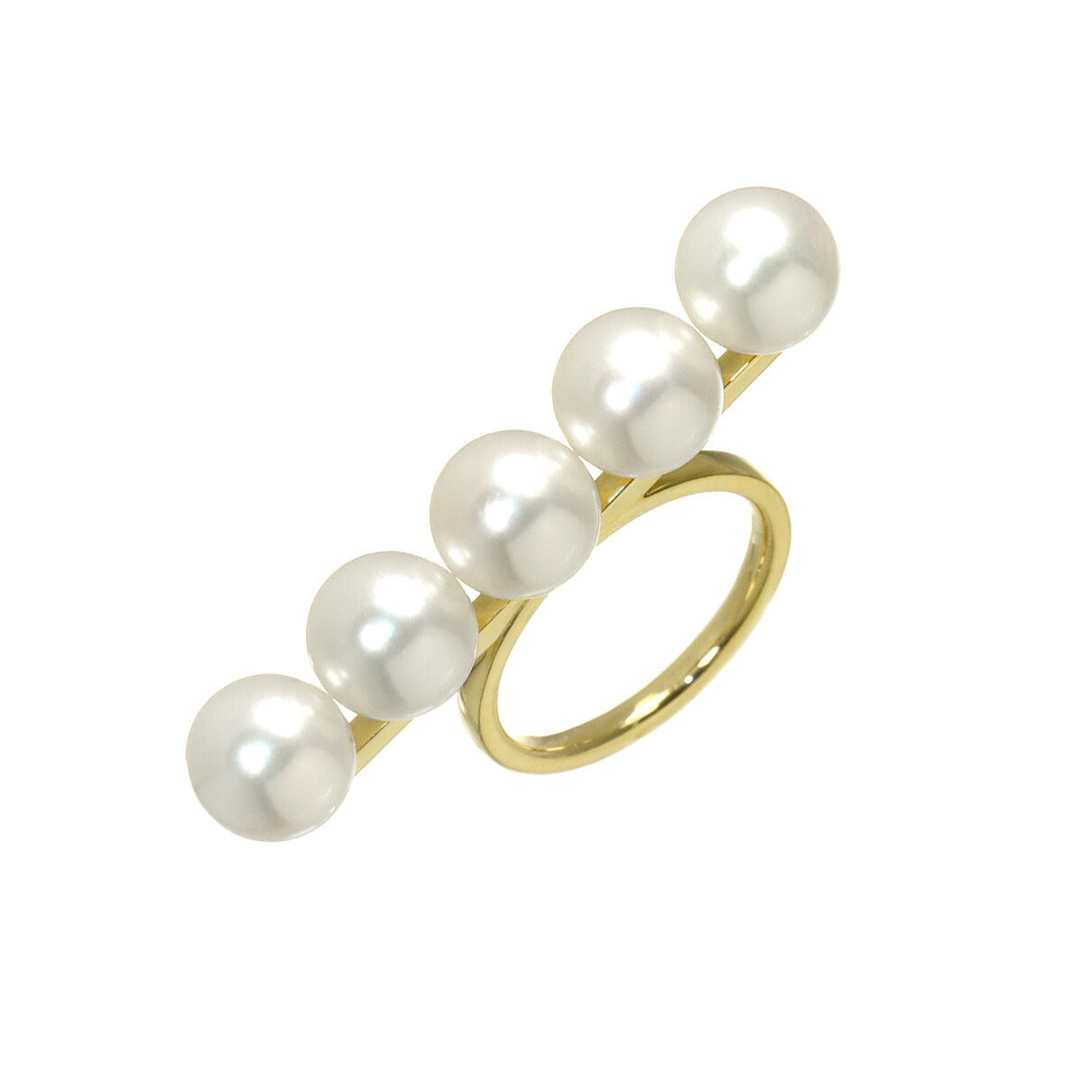 Balance signature Akoya Pearl Ring 18K YG 750 size6(US)