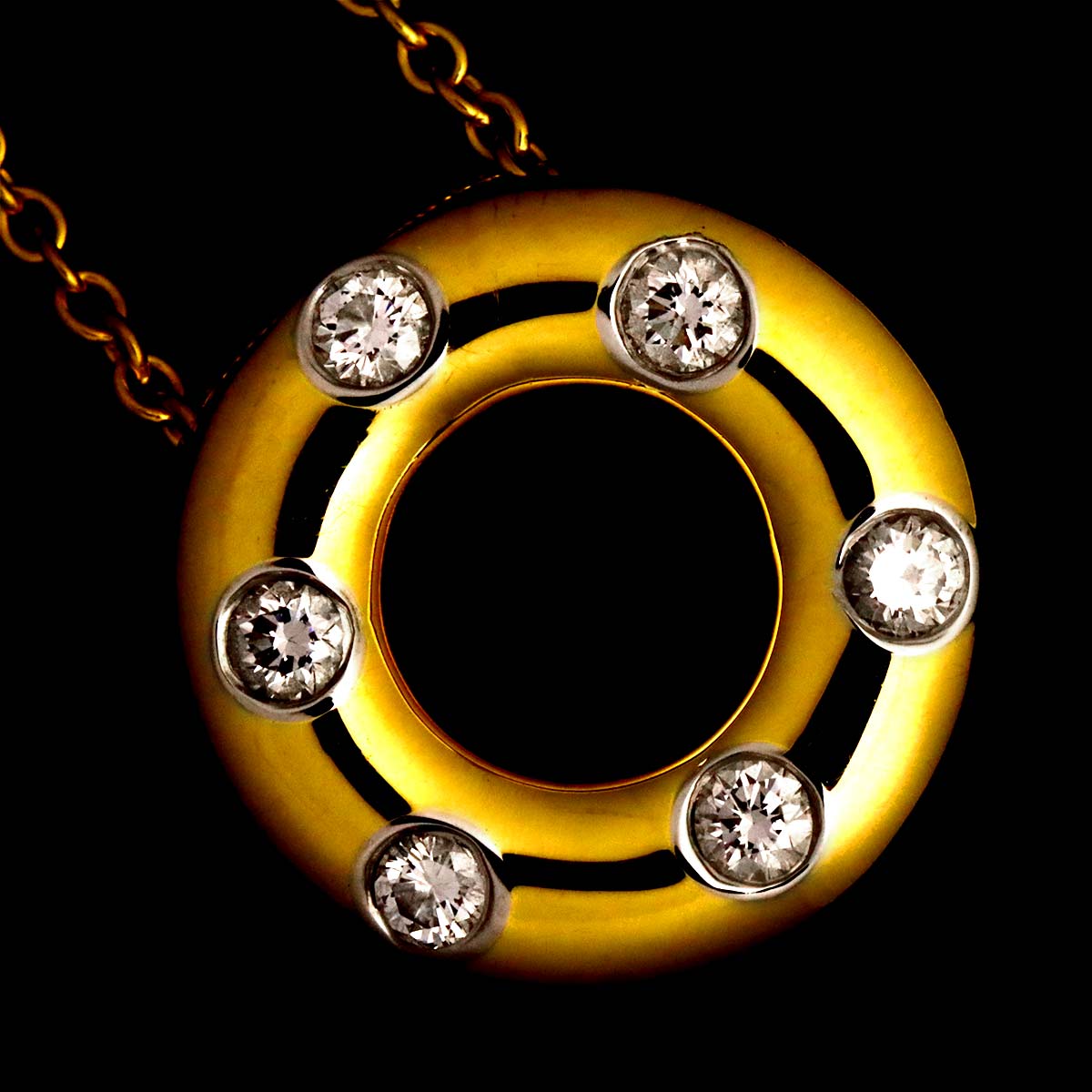 Dots Circle Diamond Necklace 18K Yellow Gold 750 Pt