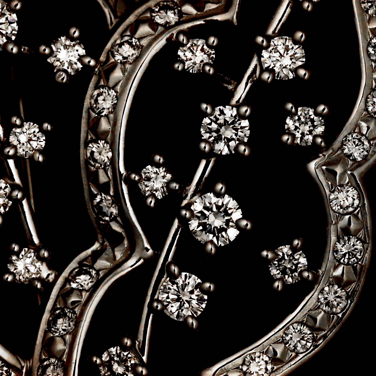 Diamond 0.97ct Brooch 18K White Gold 750