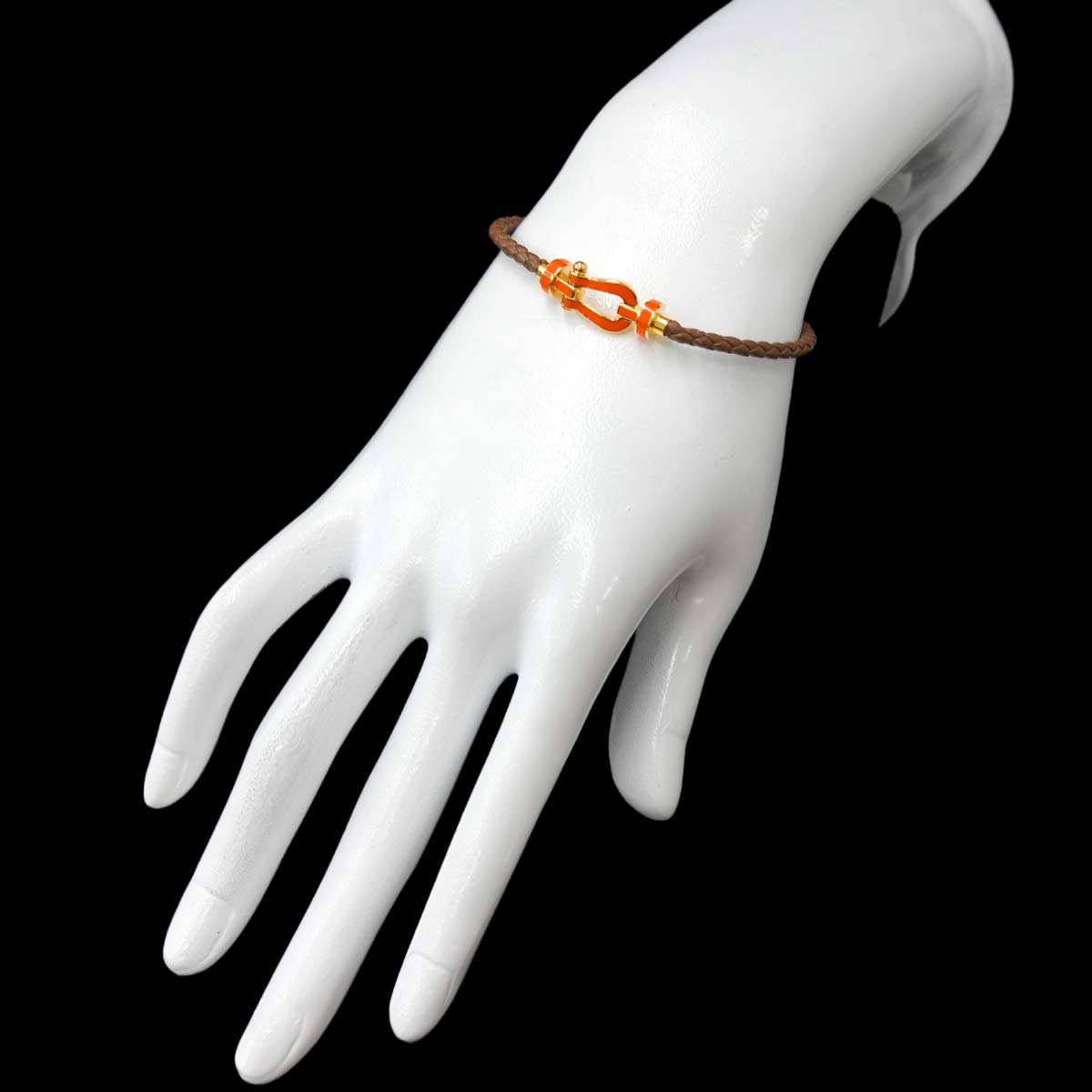 Force 10 Enamel Bracelet MM 18K YG 750 Steel leather Size16