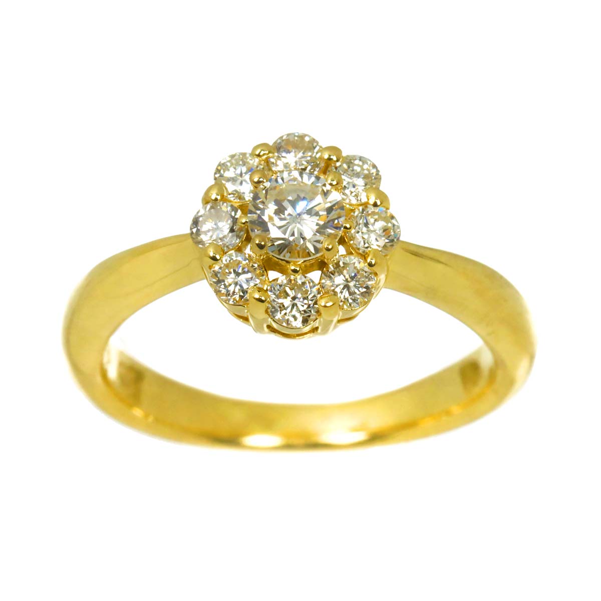 Diamond 0.51ct Ring 18K YG Yellow Gold 750 4.5(US)