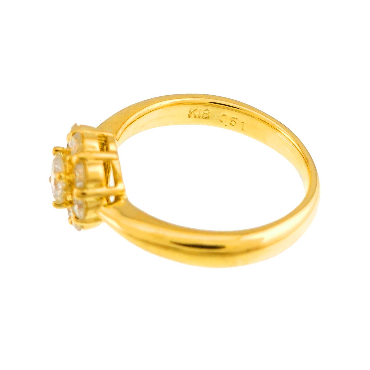 Diamond 0.51ct Ring 18K YG Yellow Gold 750 4.5(US)