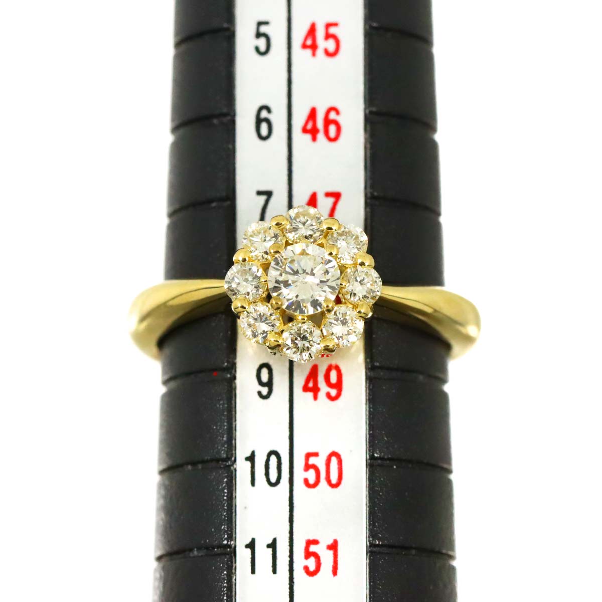 Diamond 0.51ct Ring 18K YG Yellow Gold 750 4.5(US)