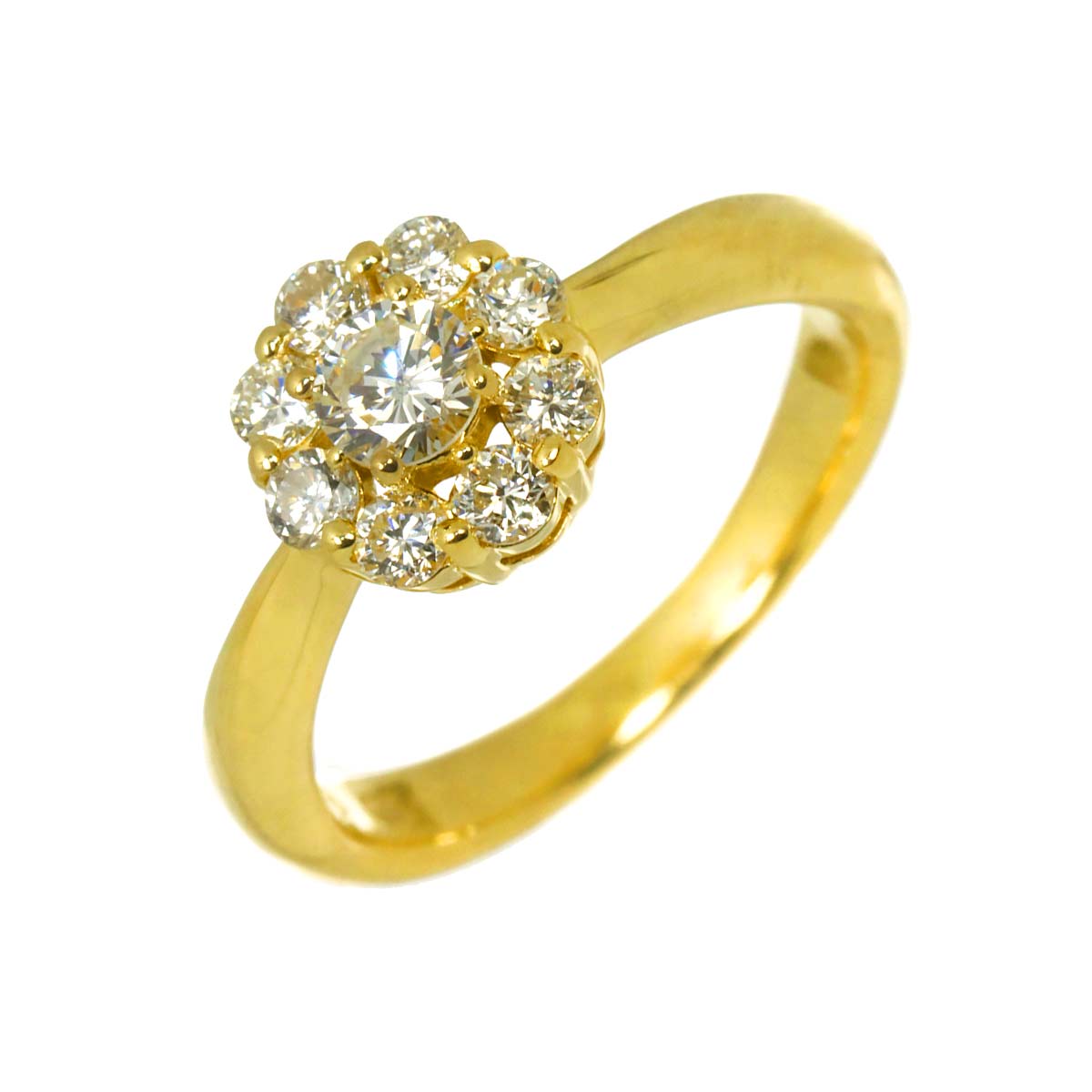 Diamond 0.51ct Ring 18K YG Yellow Gold 750 4.5(US)