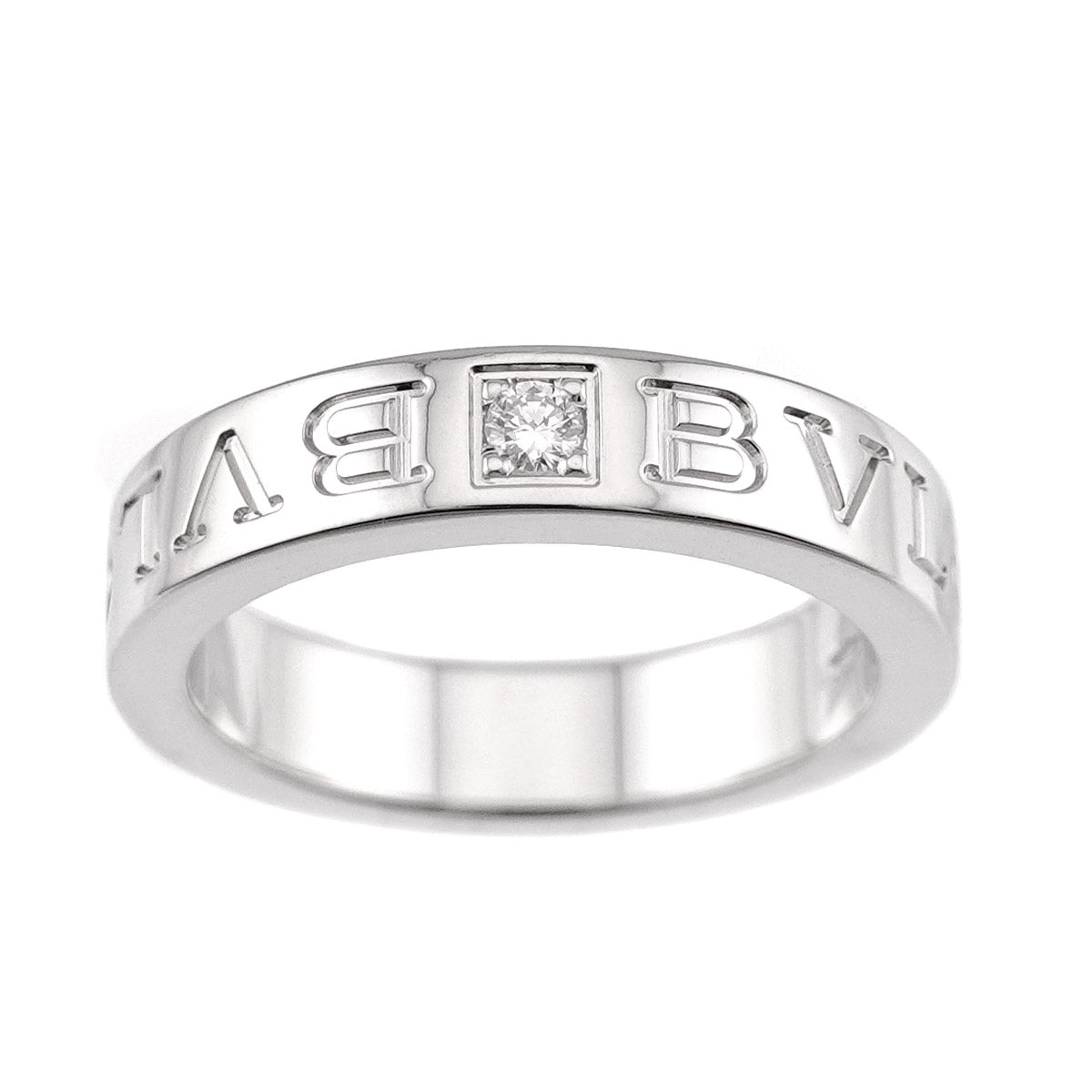 Double Logo Diamond Ring 18K White Gold 750 4.5-4.75(US)