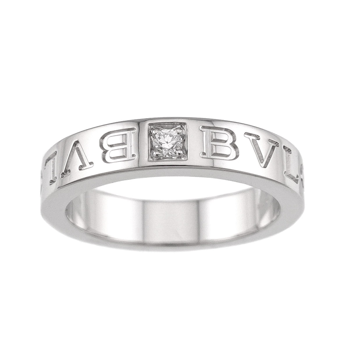 Double Logo Diamond Ring 18K White Gold 750 5.25(US)