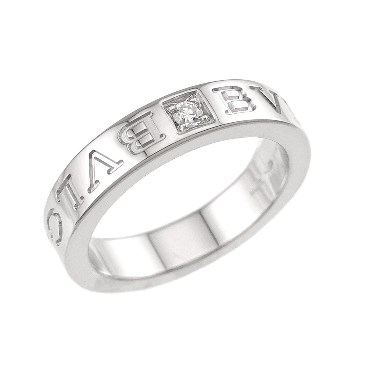 Double Logo Diamond Ring 18K White Gold 750 5.25(US)