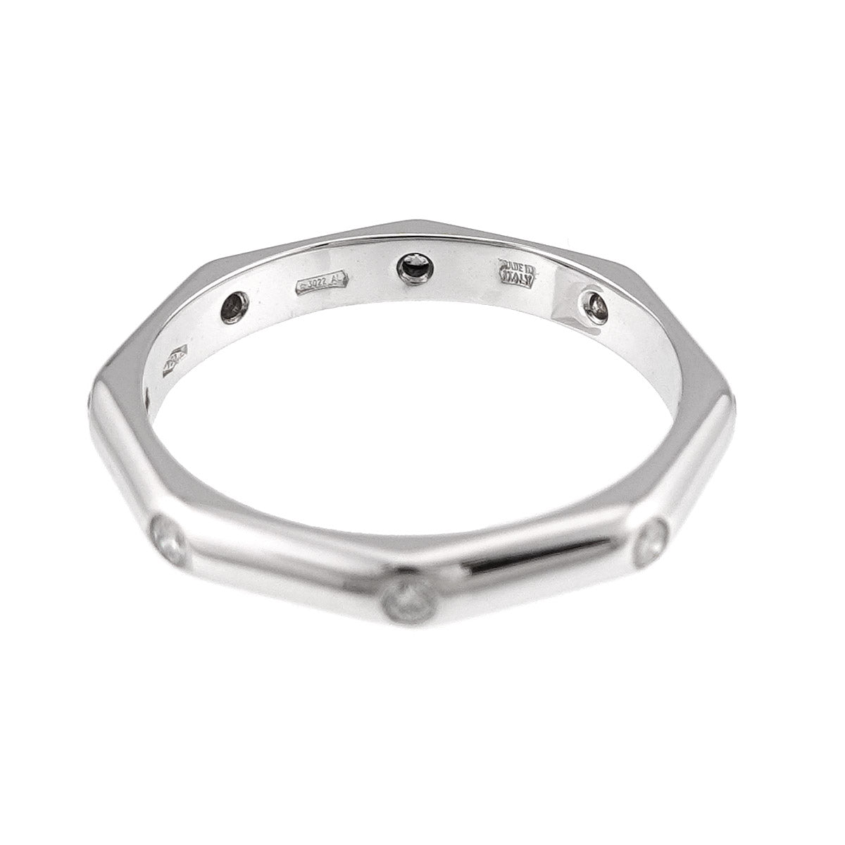 Octagonal Diamond Ring 18K WG 750 size7.25(US)