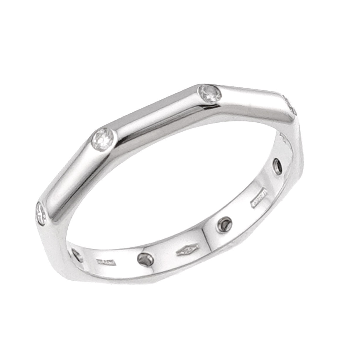 Octagonal Diamond Ring 18K WG 750 size7.25(US)