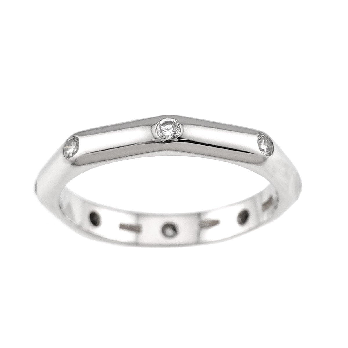 Octagonal Diamond Ring 18K WG 750 size4.5-4.75(US)