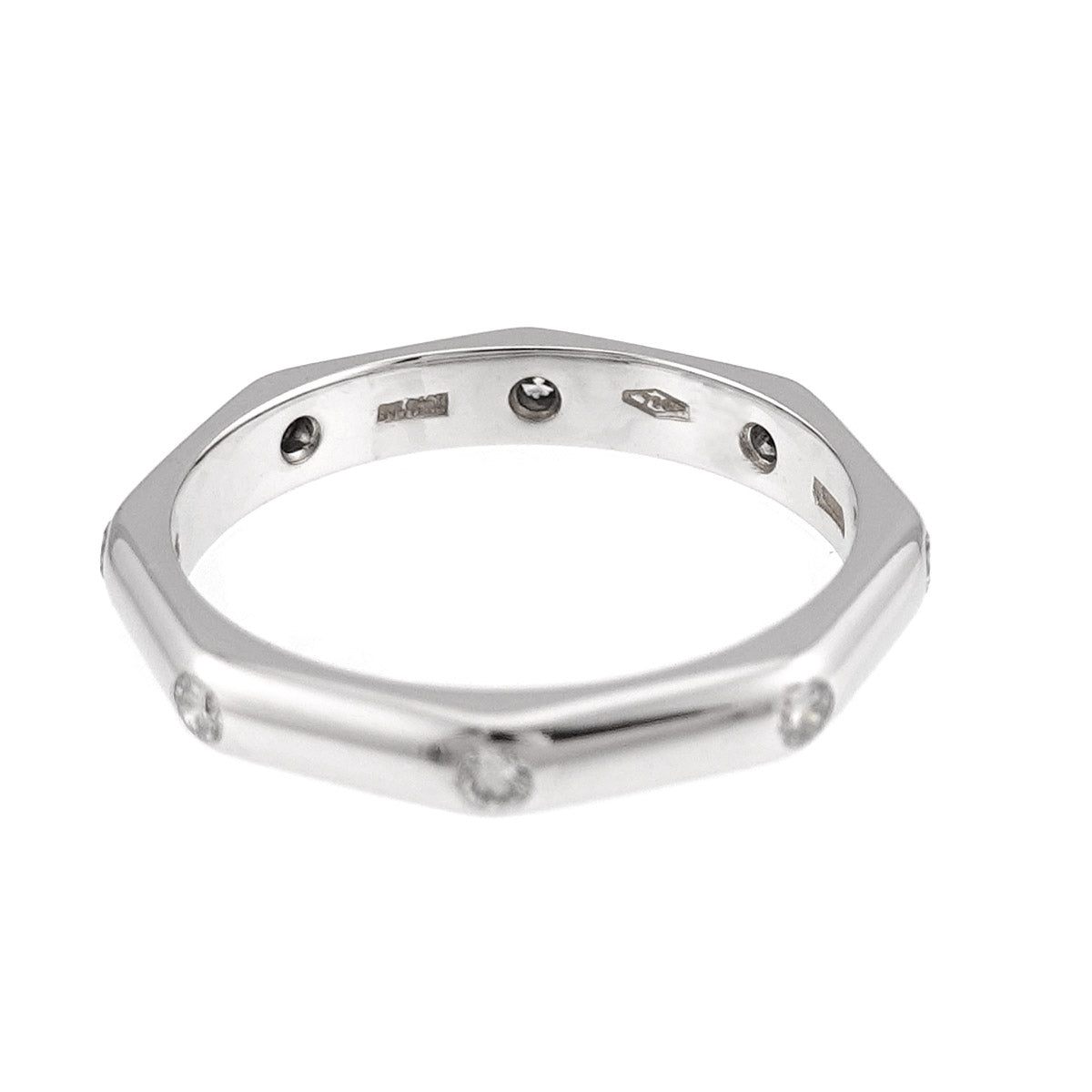 Octagonal Diamond Ring 18K WG 750 size4.5-4.75(US)