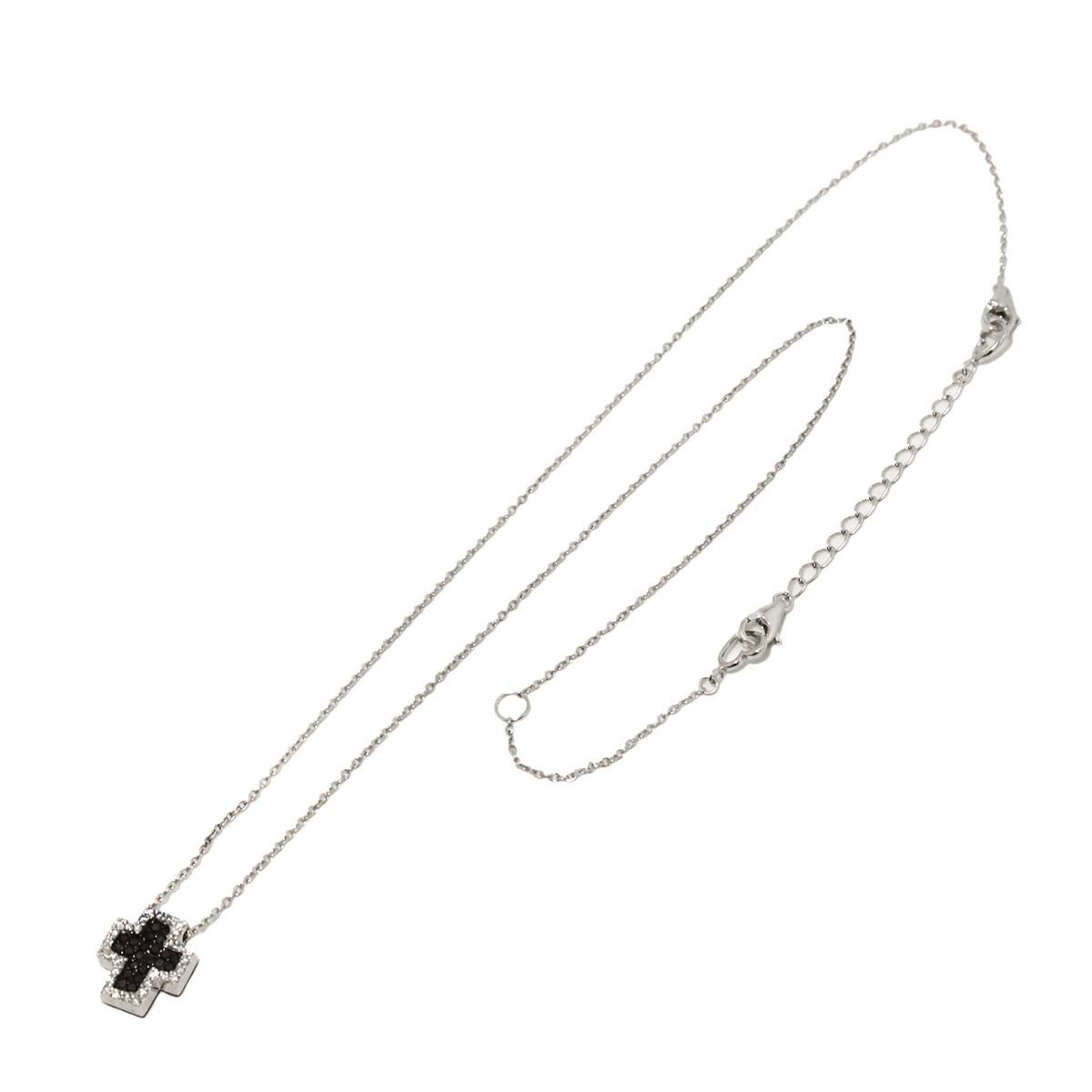 Cross Diamond 0.16ct/0.13ct Necklace 18K White Gold 750