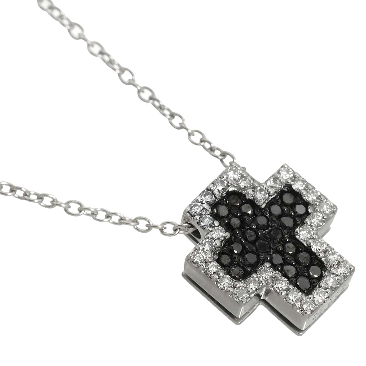 Cross Diamond 0.16ct/0.13ct Necklace 18K White Gold 750