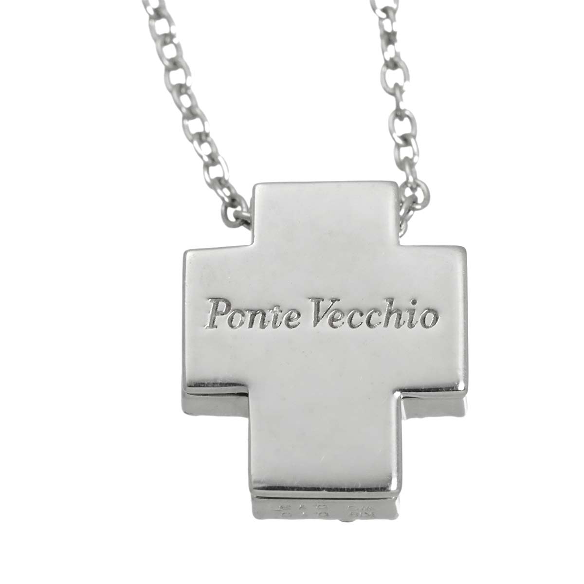 Cross Diamond 0.16ct/0.13ct Necklace 18K White Gold 750
