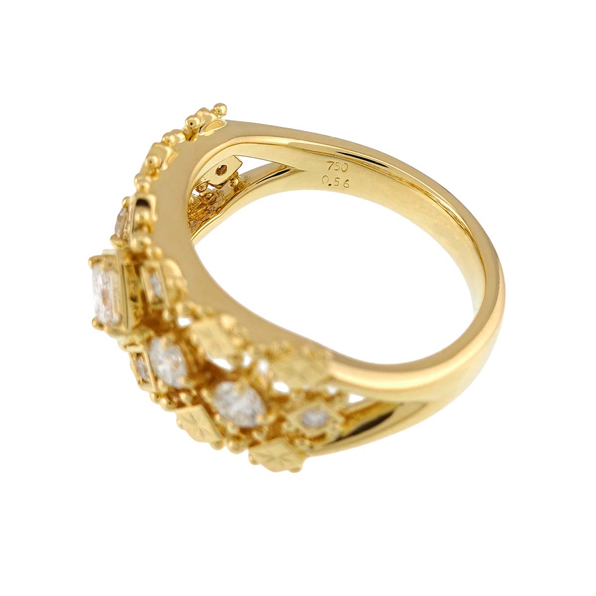 Diamond 0.56ct Ring 18K YG 750 Size5.5-5.75(US)
