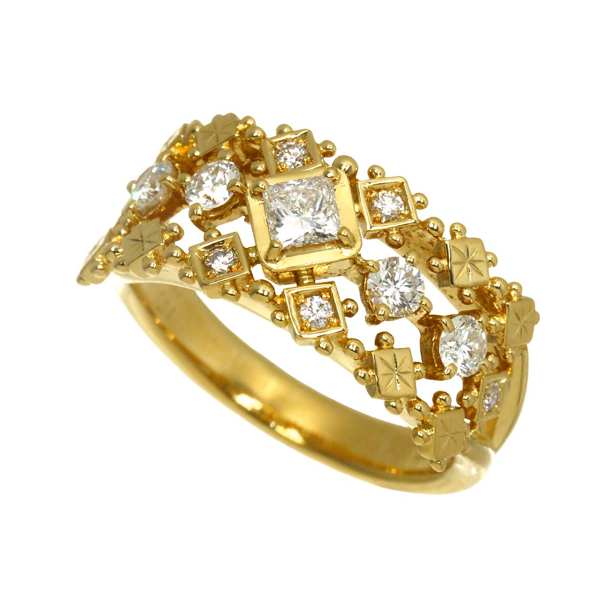 Diamond 0.56ct Ring 18K YG 750 Size5.5-5.75(US)