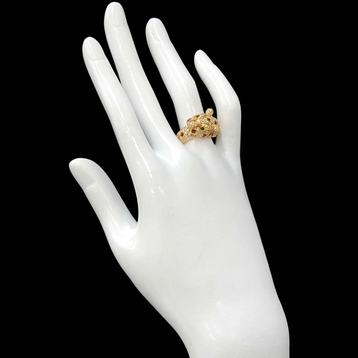 Diamond 1.44ct Ruby Emerald Ring 18K YG 750 size6.75(US)