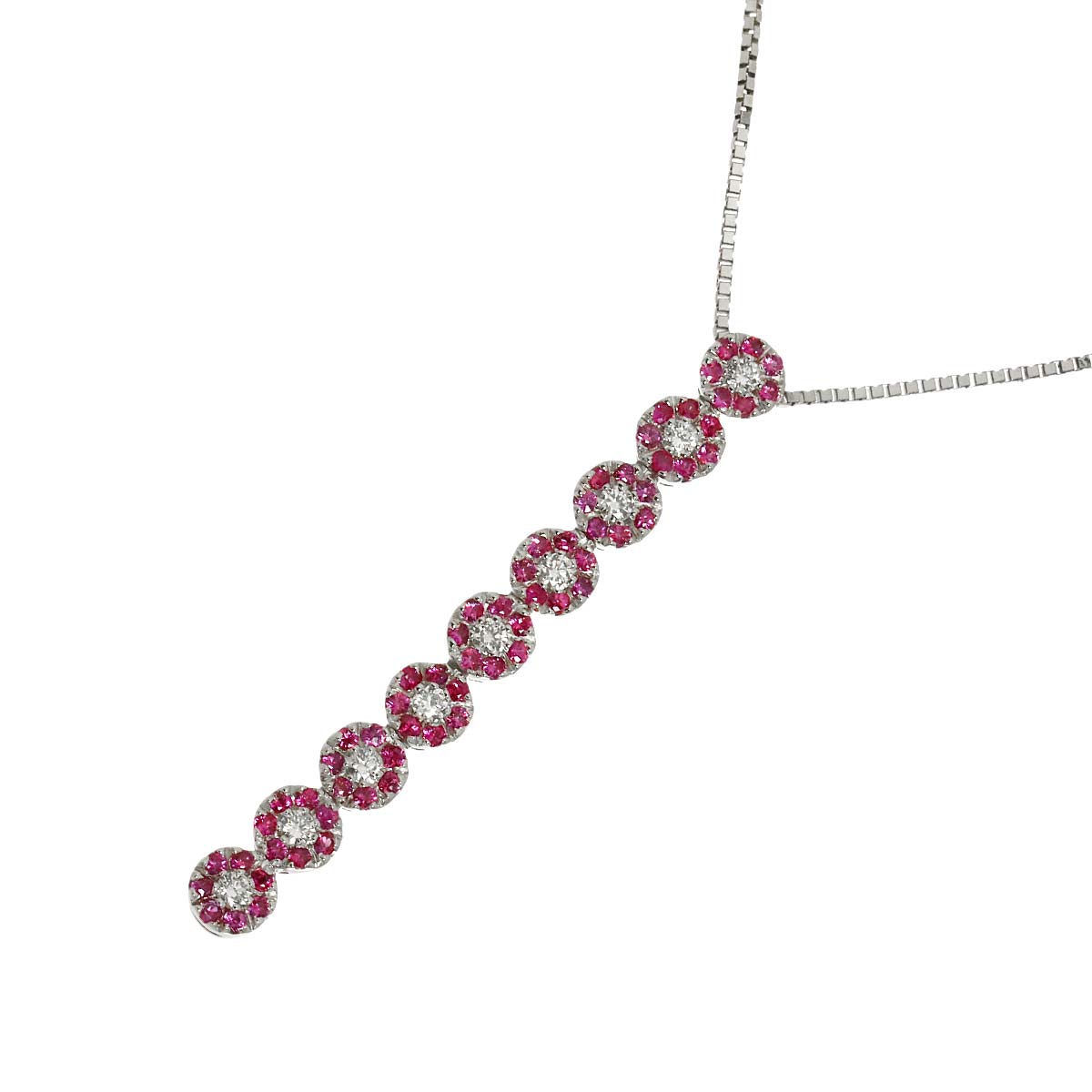 Ruby Diamond Necklace 18K WG 750