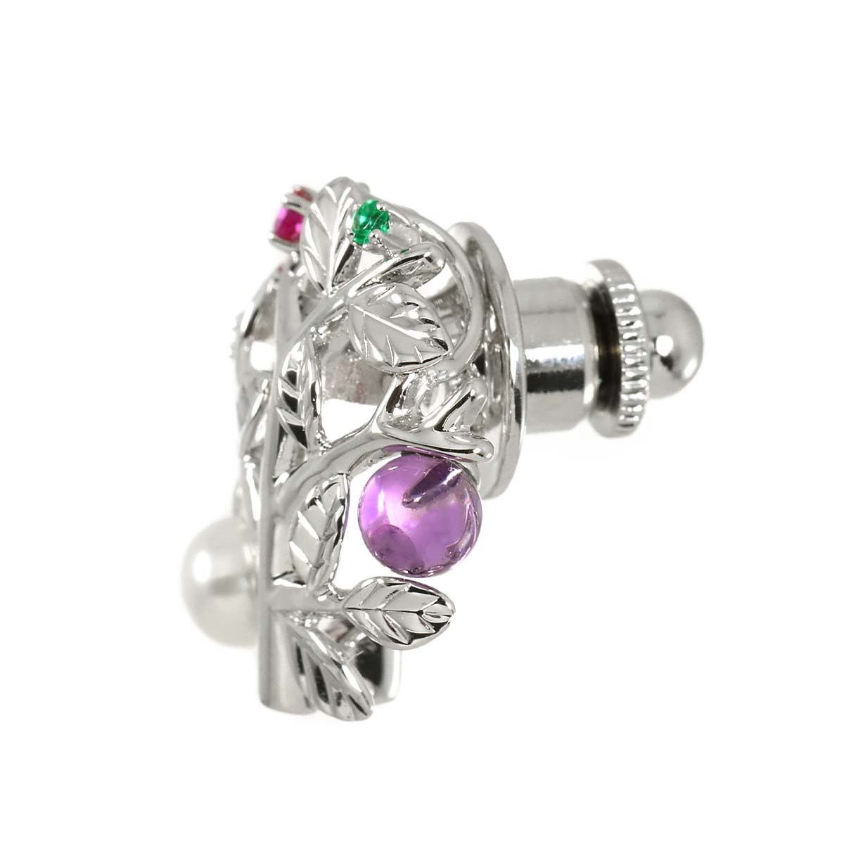 Akoya Pearl 4.8mm Multi Stone Brooch 18K White Gold 750