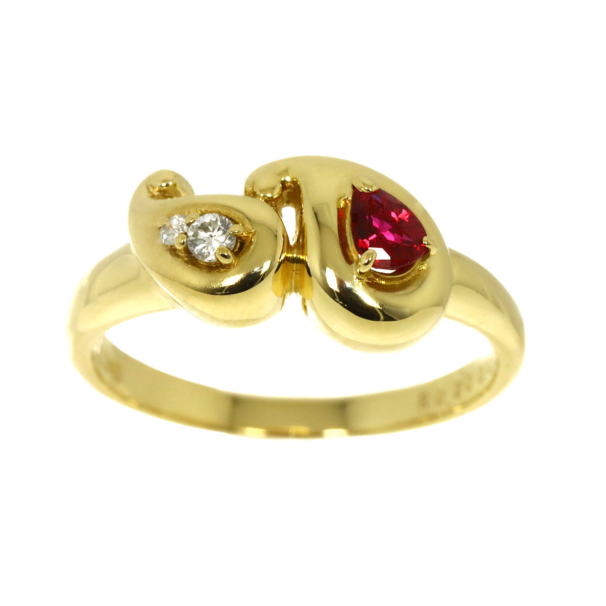 Ruby 0.20ct Diamond 0.05ct Ring 18K YG 750 6(US)