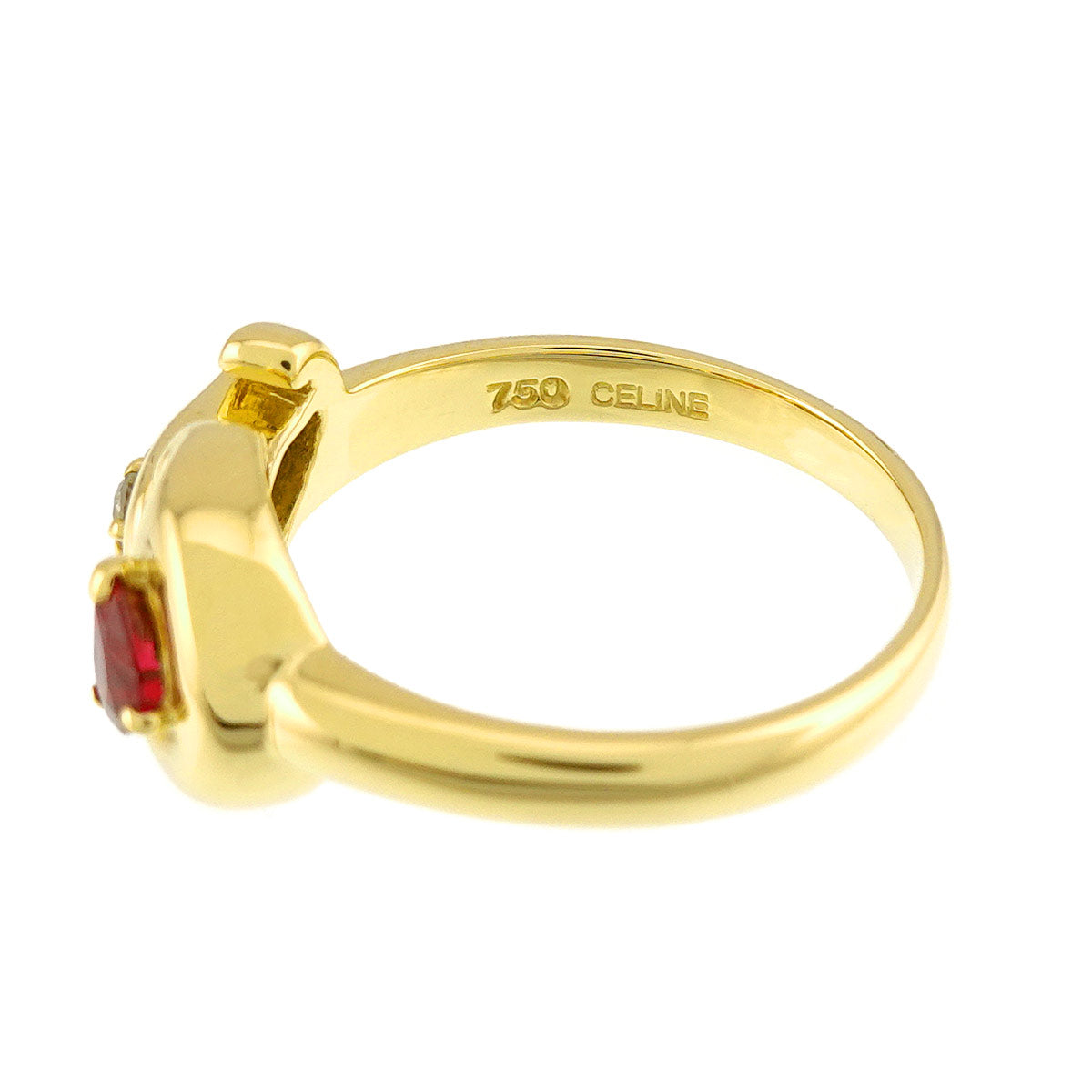 Ruby 0.20ct Diamond 0.05ct Ring 18K YG 750 6(US)