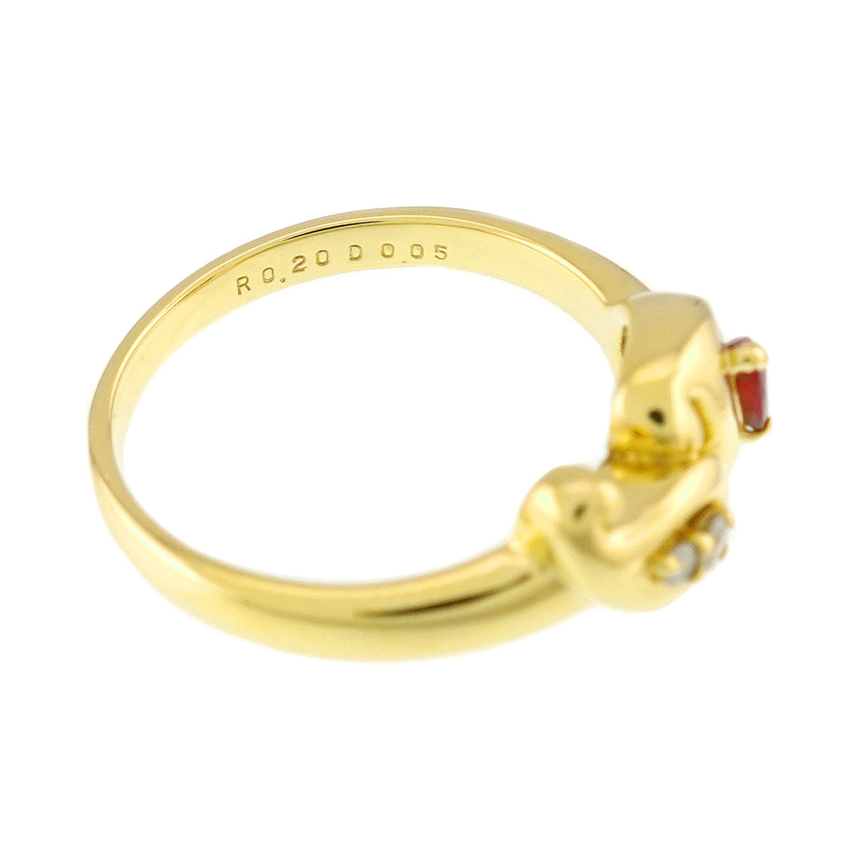 Ruby 0.20ct Diamond 0.05ct Ring 18K YG 750 6(US)