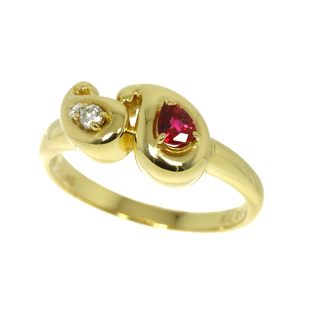 Ruby 0.20ct Diamond 0.05ct Ring 18K YG 750 6(US)