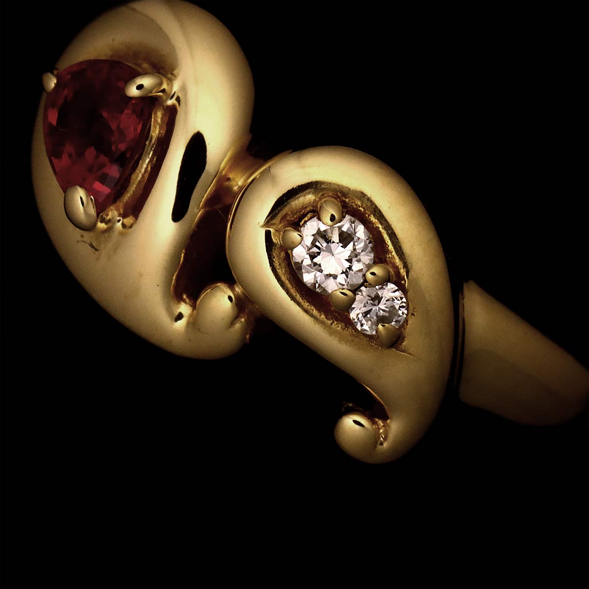 Ruby 0.20ct Diamond 0.05ct Ring 18K YG 750 6(US)