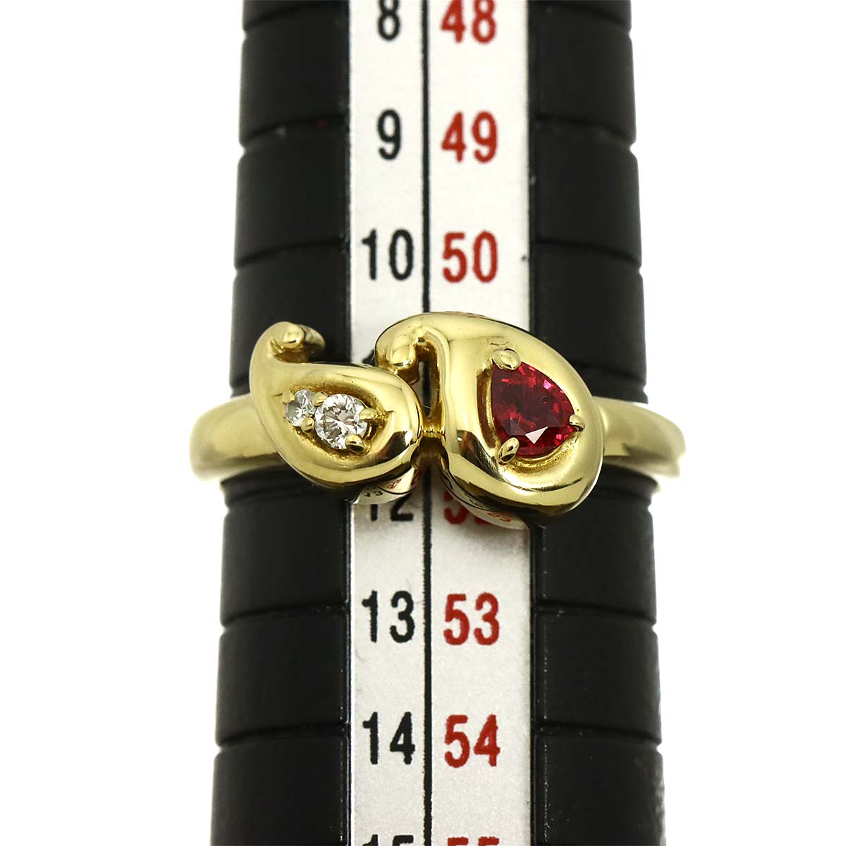 Ruby 0.20ct Diamond 0.05ct Ring 18K YG 750 6(US)