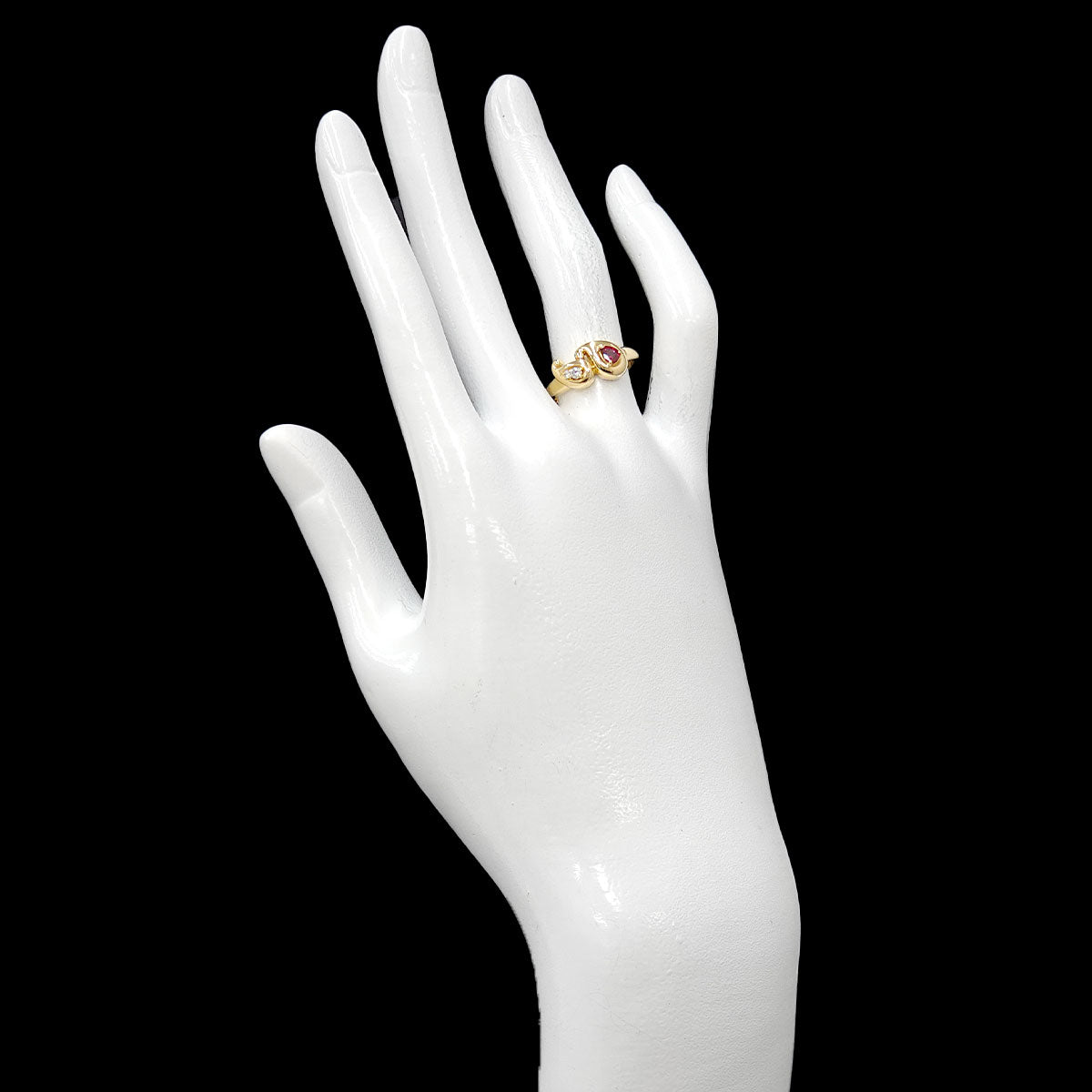 Ruby 0.20ct Diamond 0.05ct Ring 18K YG 750 6(US)