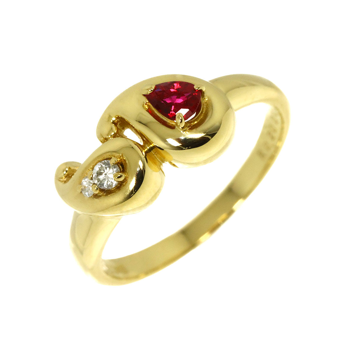 Ruby 0.20ct Diamond 0.05ct Ring 18K YG 750 6(US)