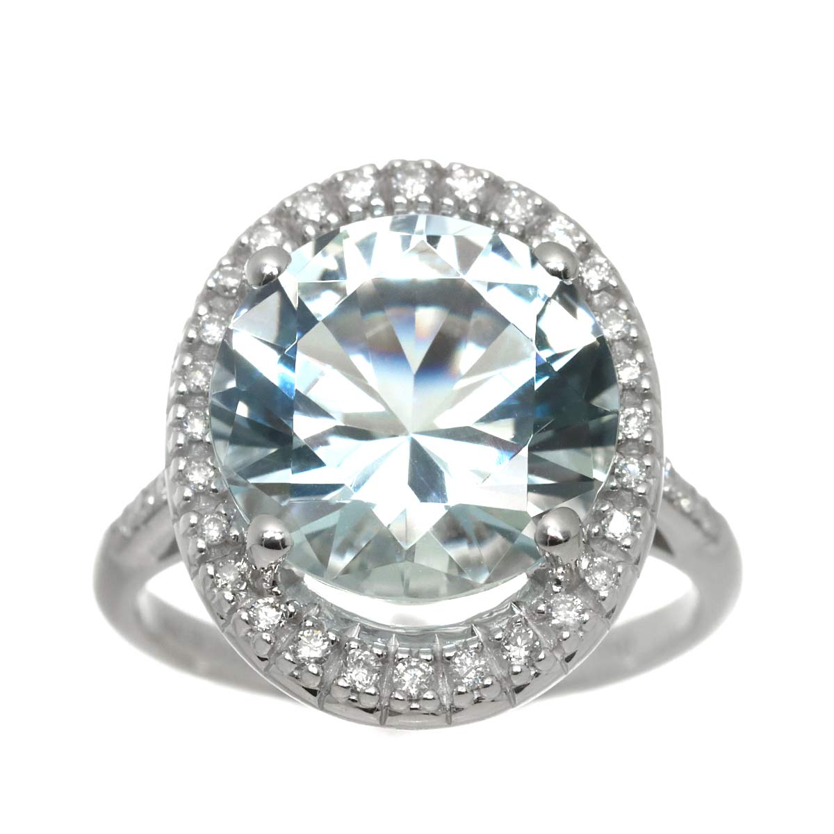 Vraiment toi Aquamarine Diamond Ring 18K WG 750 size4.5(US)