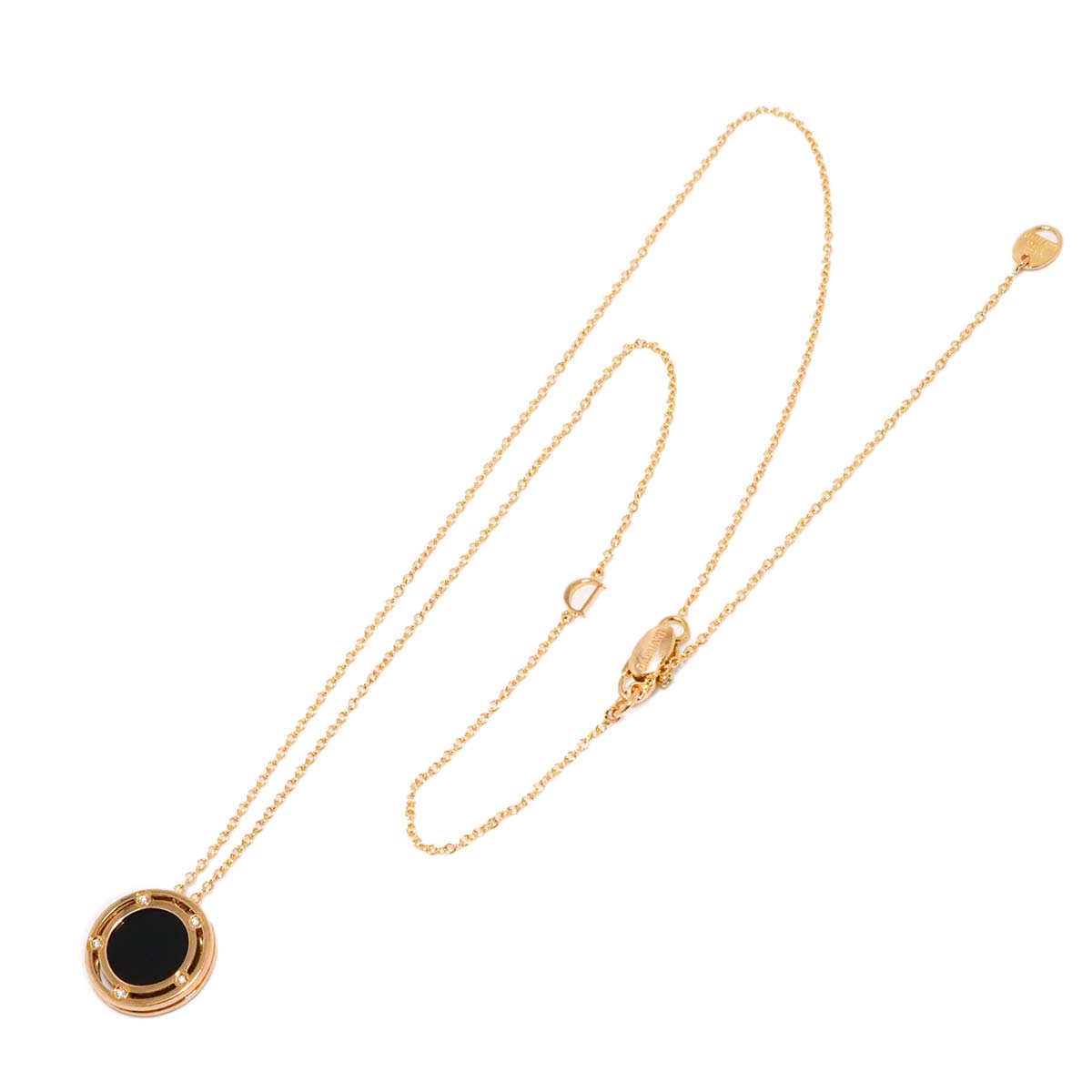 D-SIDE Onyx Diamond Necklace 18K Pink Gold 750