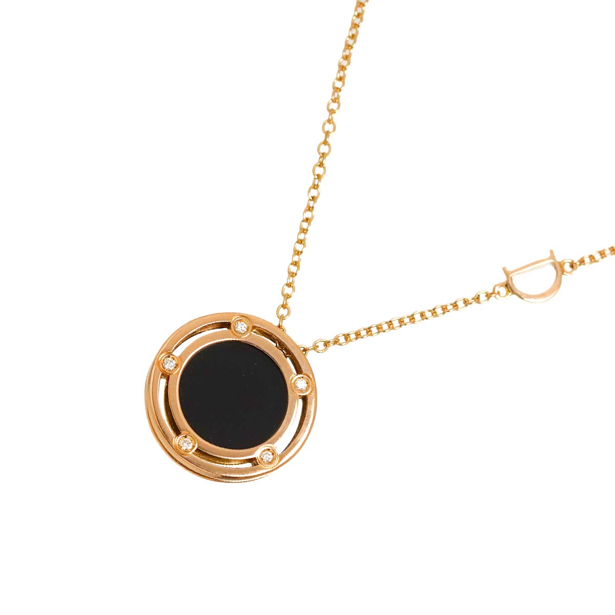 D-SIDE Onyx Diamond Necklace 18K Pink Gold 750
